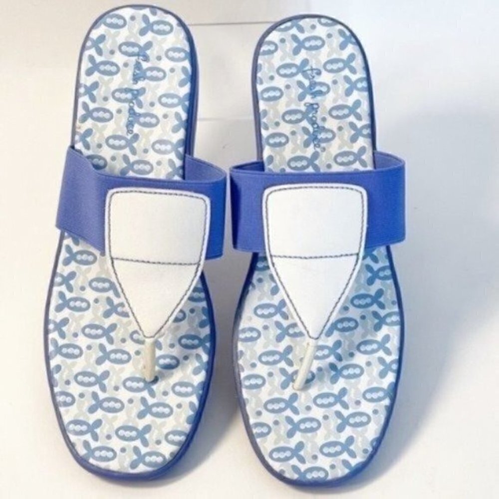 Fresh Produce Periwinkle Blue Fishy Thong Sandals shoes size 9 Flip flops - Picture 3 of 12